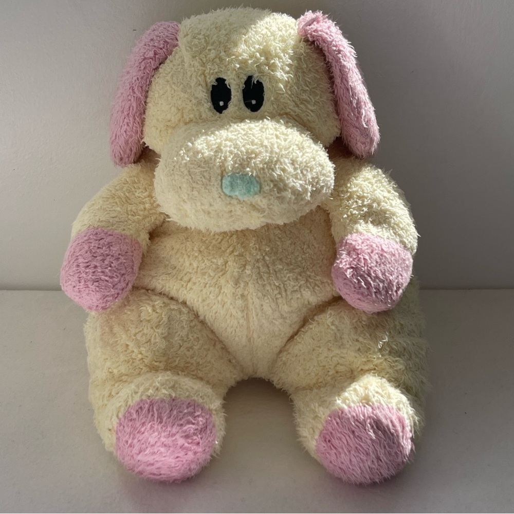 Ty Cream Yellow Dogbaby Plush Rattle 13" 1999